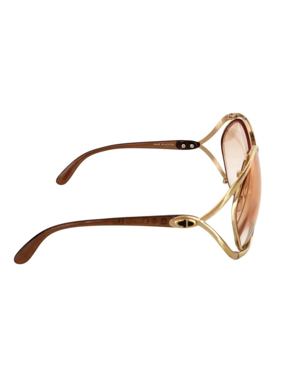 CHRISTIAN DIOR Vintage Gold Oversized Sunglasses Frame Only - Picture 5 of 9